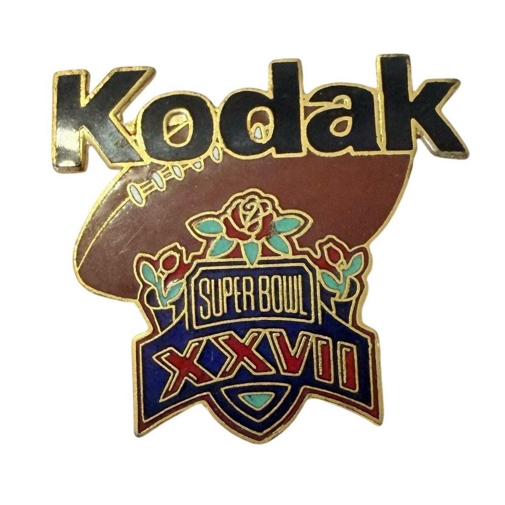 Vintage Kodak Super Bowl XXVII 1993 NFL Enamel Lapel Pin Gold Tone